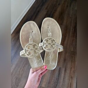 LIKE NEW - Tory Burch - Metallic Gold Miller Sandals - Size 7.5